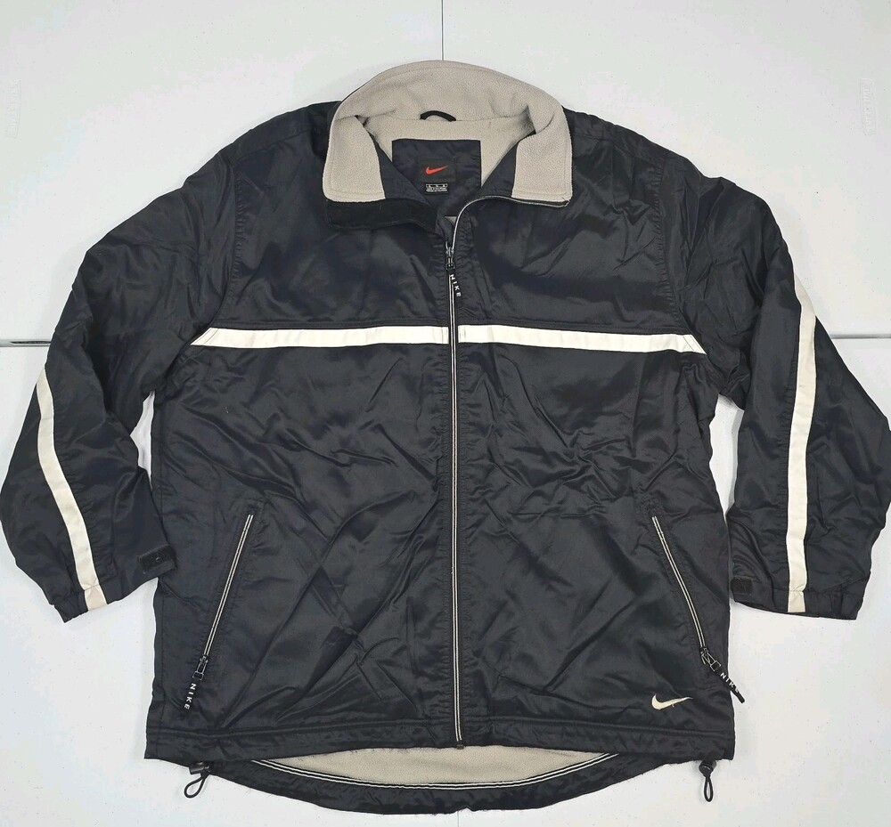 Vintage 90s Nike Men XL Black Fleece Lined Windbreaker Jacket